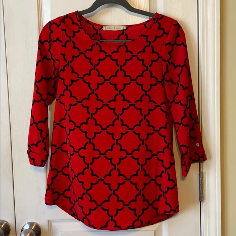 Red and black patterned top